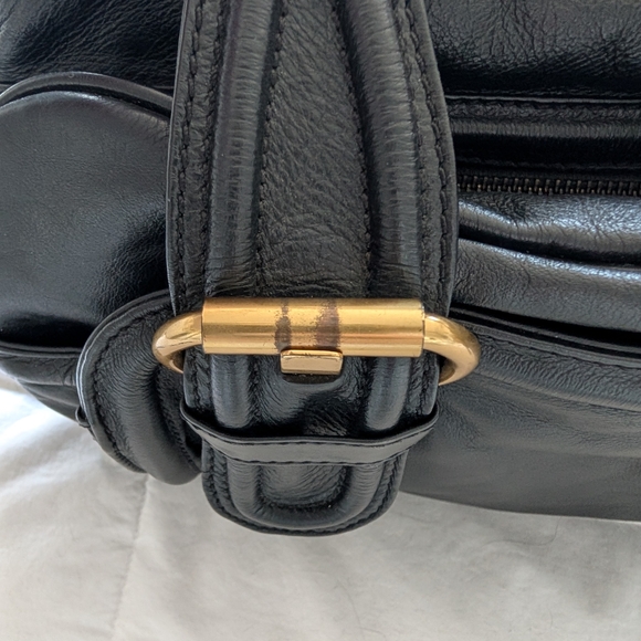 Marc by Marc Jacobs Black Leather Satchel with Drop Handles and Gold Hardware - Picture 13 of 14